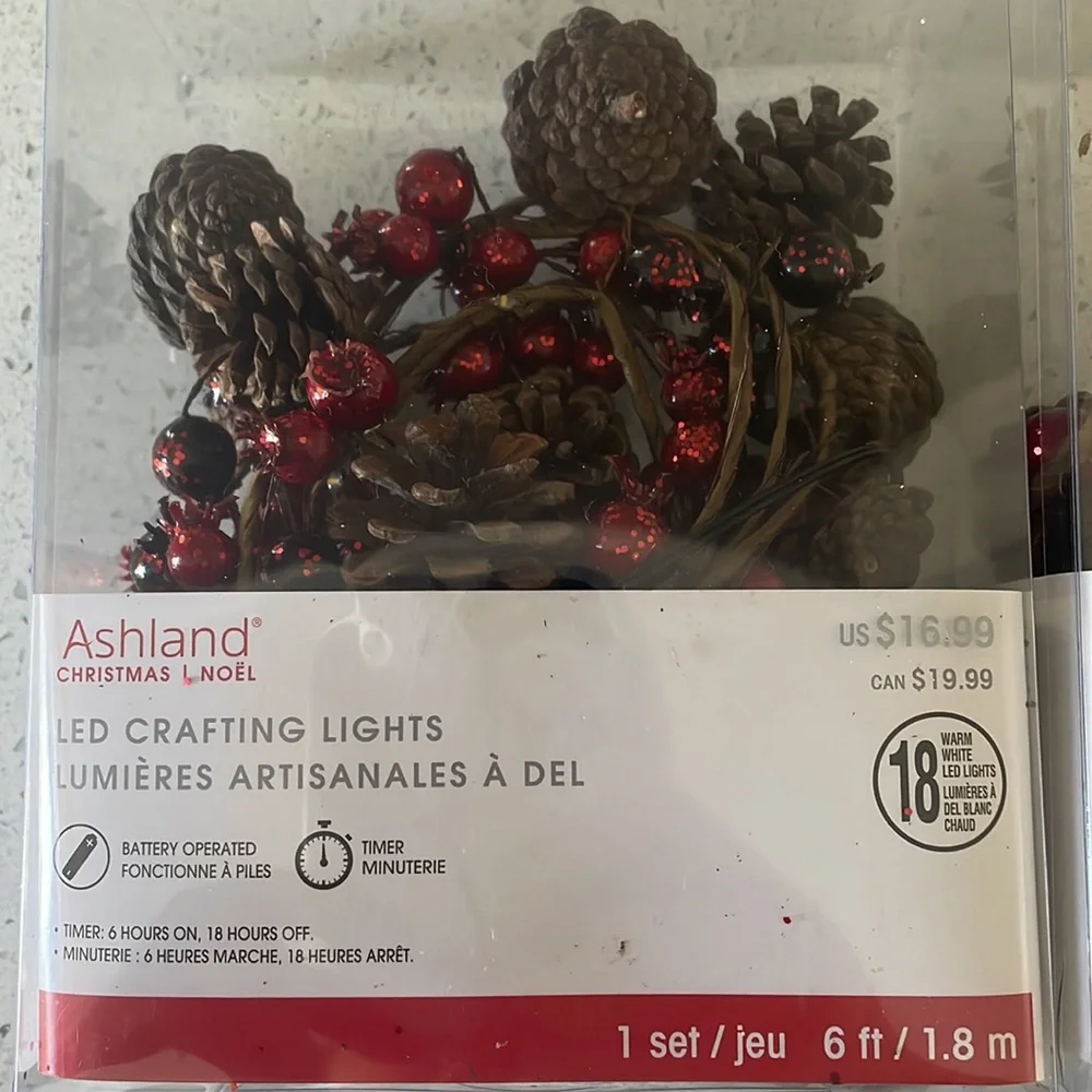 Holiday Decor-Pine Cone and berry lighted Garland